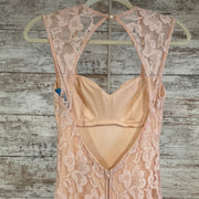 PINK LACE LONG EVENING GOWN