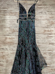 BLACK SPARKLY MERMAID GOWN-NEW