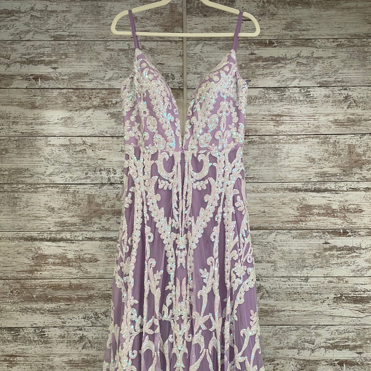 PURPLE/WHITE A LINE GOWN (NEW)