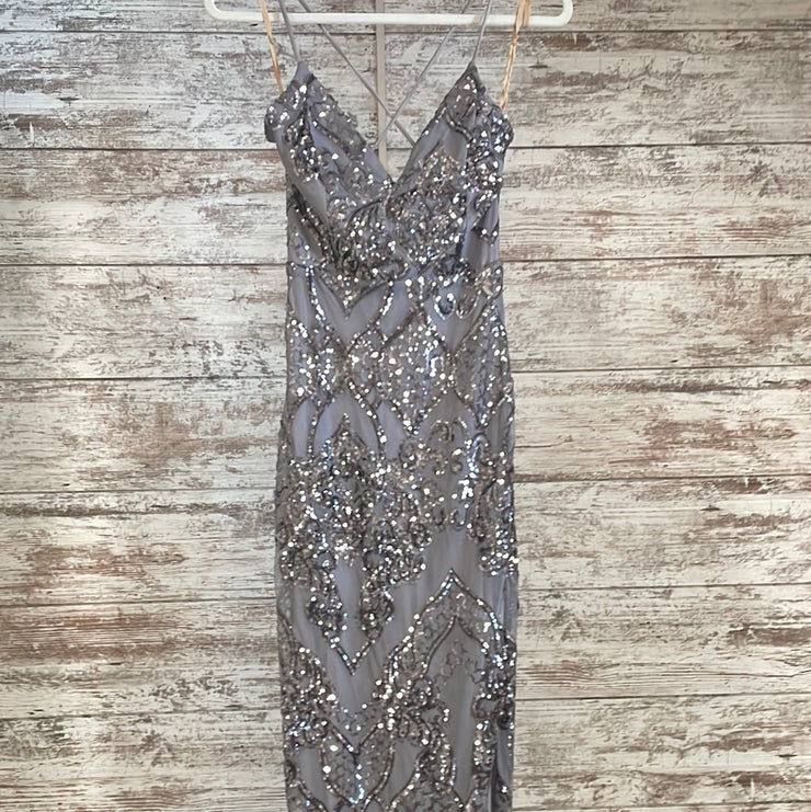 SILVER SPARKLY LONG DRESS