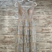 TAN SPARKLY A LINE GOWN