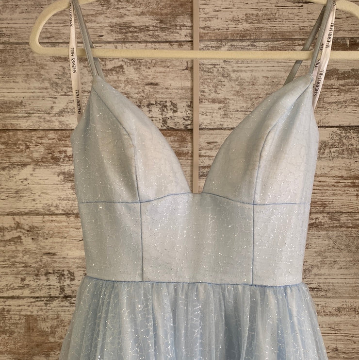 BLUE SPARKLY A LINE GOWN