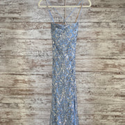 BLUE SEQUIN LONG EVENING DRESS