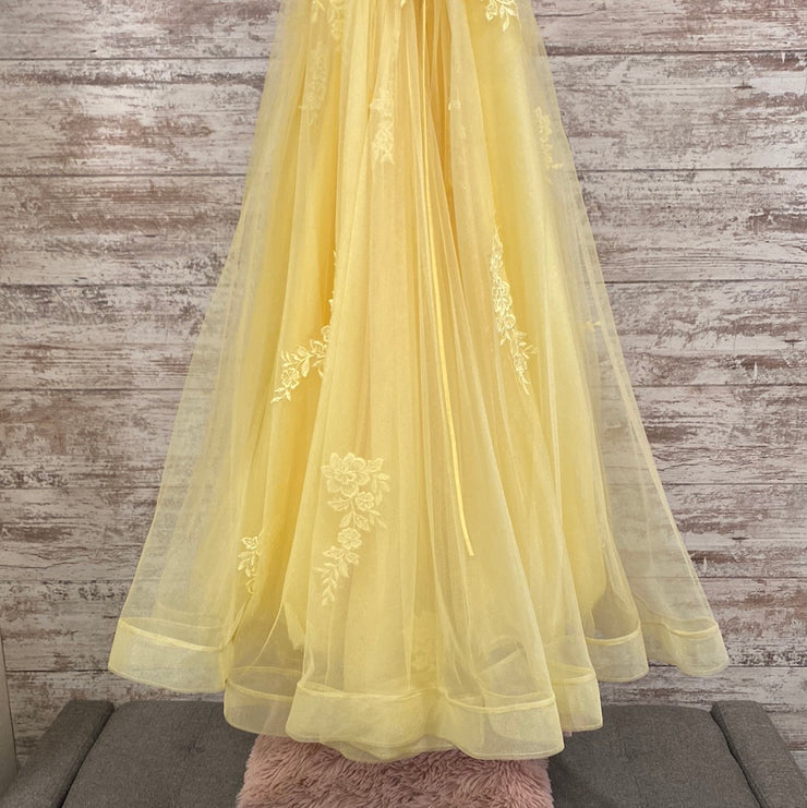 YELLOW/FLORAL A LINE GOWN