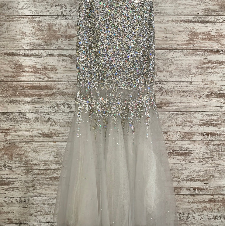 SILVER BEADED MERMAID GOWN