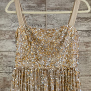 GOLD SEQUIN A LINE GOWN