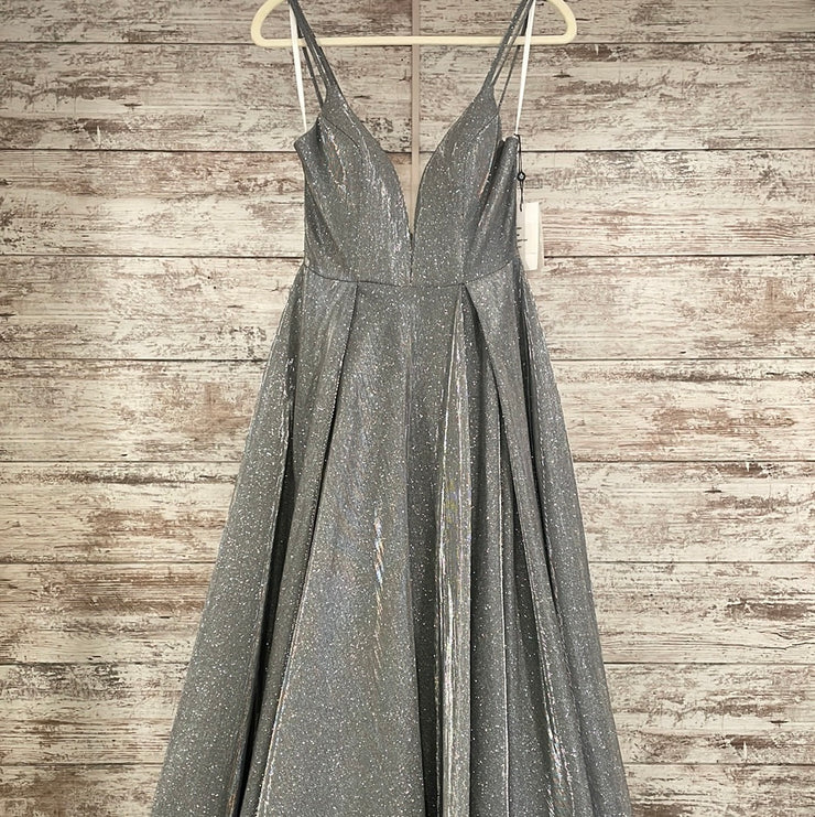 SILVER SPARKLY A LINE GOWN-NEW