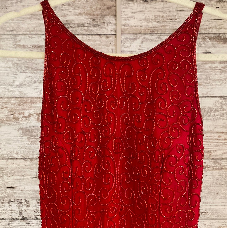 RED SPARKLY LONG EVENING GOWN