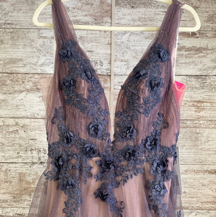 GRAY/PINK A LINE GOWN