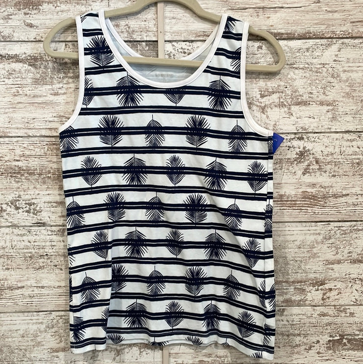 NAVY/WHITE SLEEVELESS TOP