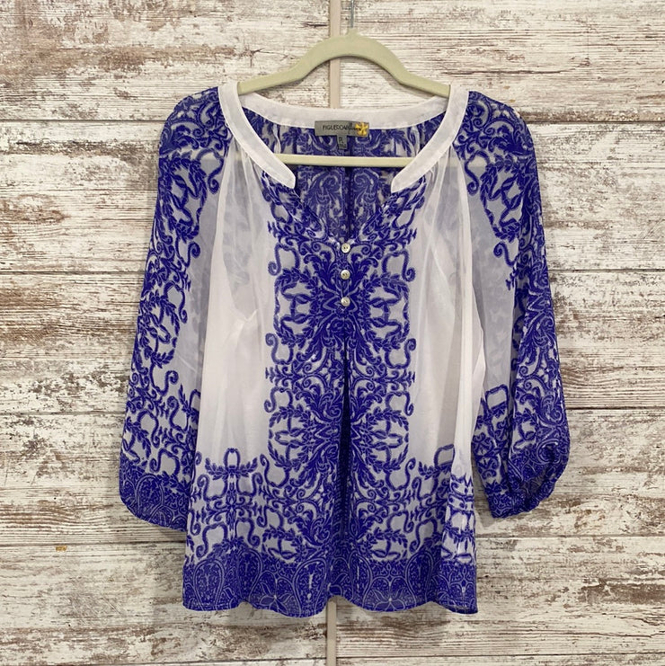 BLUE/WHITE LONG SLEEVE TOP