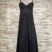 BLACK SPARKLY A LINE GOWN