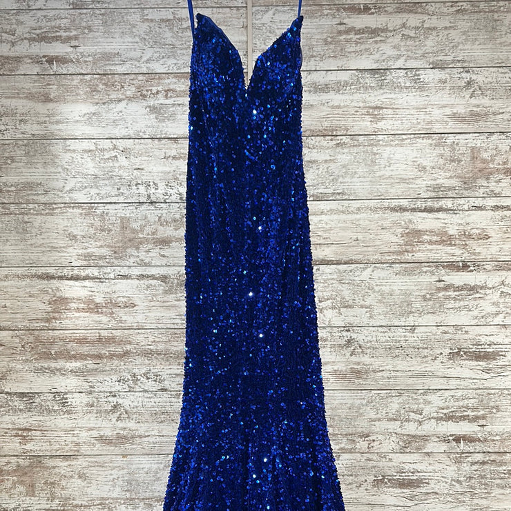 ROYAL BLUE SEQUIN LONG DRESS