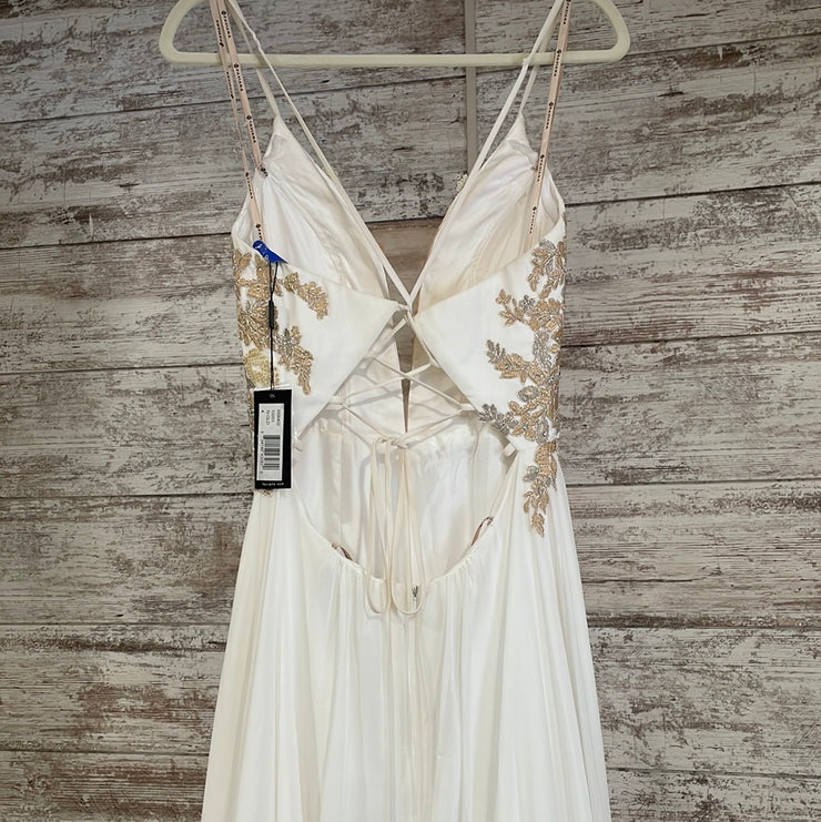 WHITE/GOLD LONG DRESS (NEW)