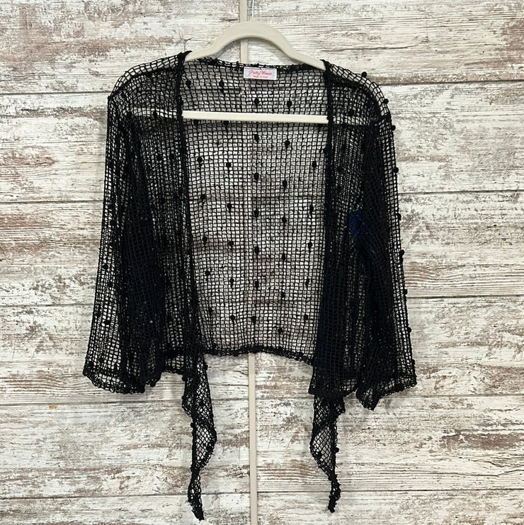 BLACK CROCHET OPEN SHRUG