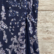 NAVY SEQUIN LONG EVENING GOWN