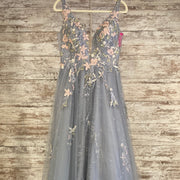 GRAY/FLORAL A LINE GOWN