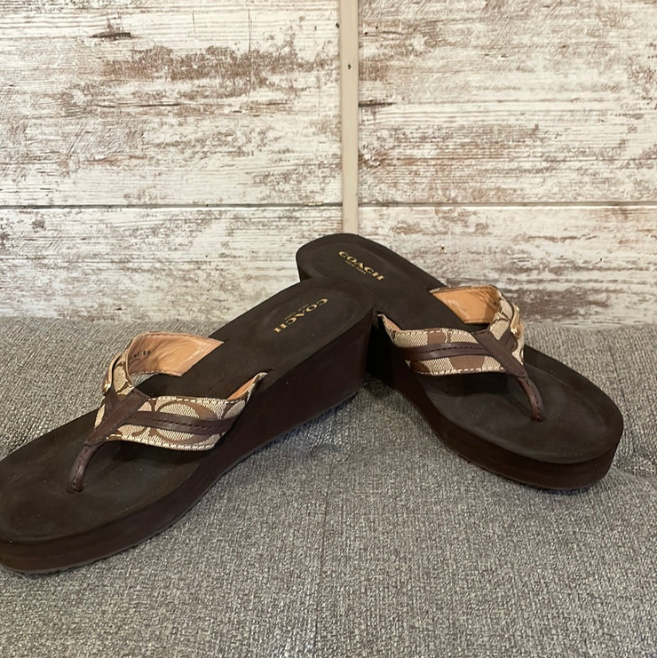 TAN/BROWN WEDGE SANDALS $175