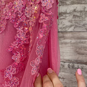 PINK SPARKLY A LINE GOWN