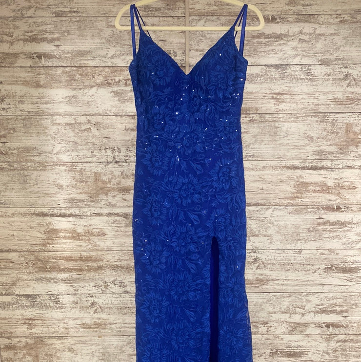 ROYAL BLUE/FLORAL MERMAID GOWN