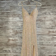 TAN/PINK SPARKLY LONG DRESS