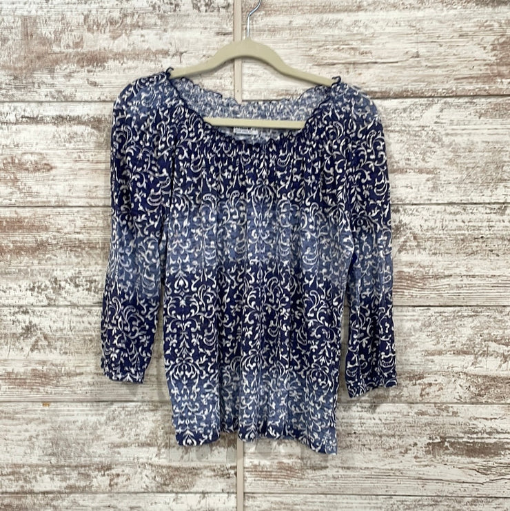 BLUE/WHITE LONG SLEEVE TOP