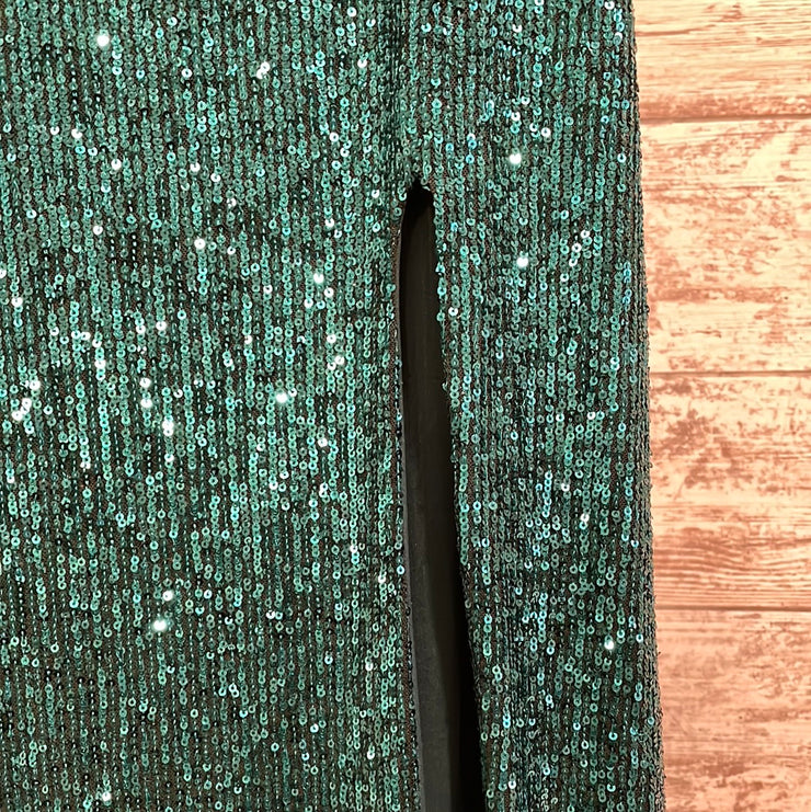 GREEN SPARKLY LONG DRESS