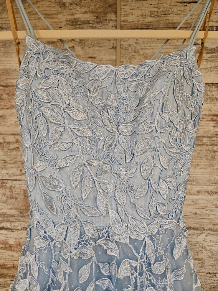 BLUE/FLORAL A LINE GOWN