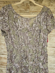 GRAY/FLORAL LONG EVENING GOWN