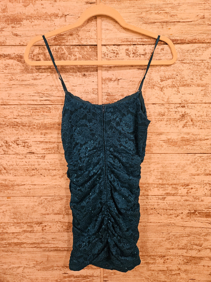 TEAL LACE SHORT DRESS