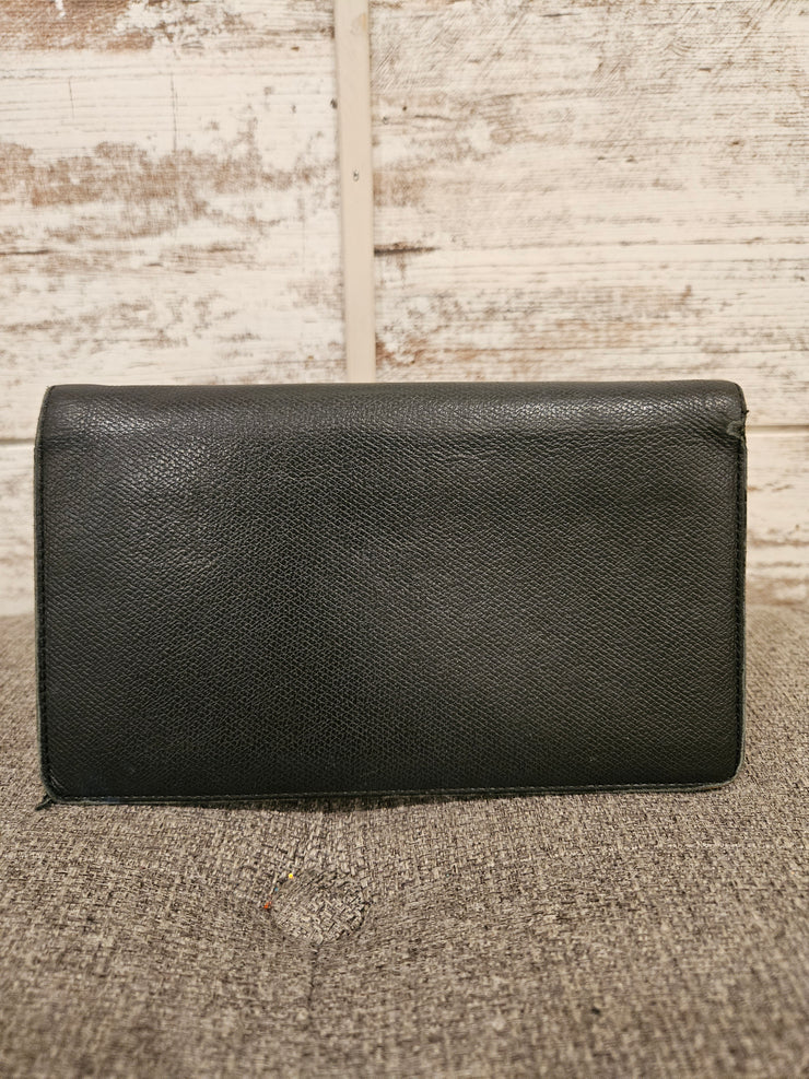 BLACK CAVIER LEATHER WALLE$595