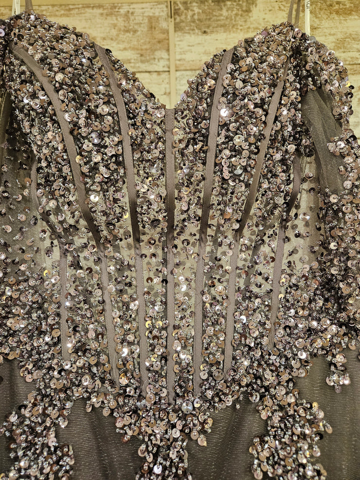GRAY SPARKLY MERMAID GOWN