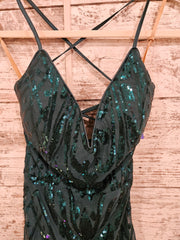 GREEN SPARKLY SHORT DRESS