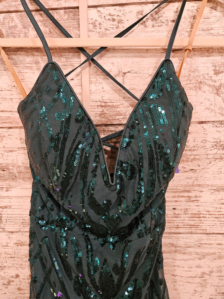 GREEN SPARKLY SHORT DRESS