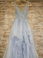 BLUE LAYERED A LINE GOWN