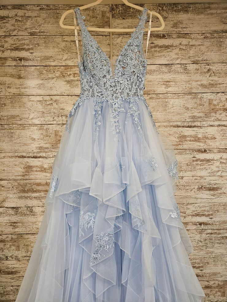 BLUE LAYERED A LINE GOWN