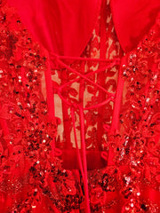 RED SPARKLY LONG EVENING GOWN