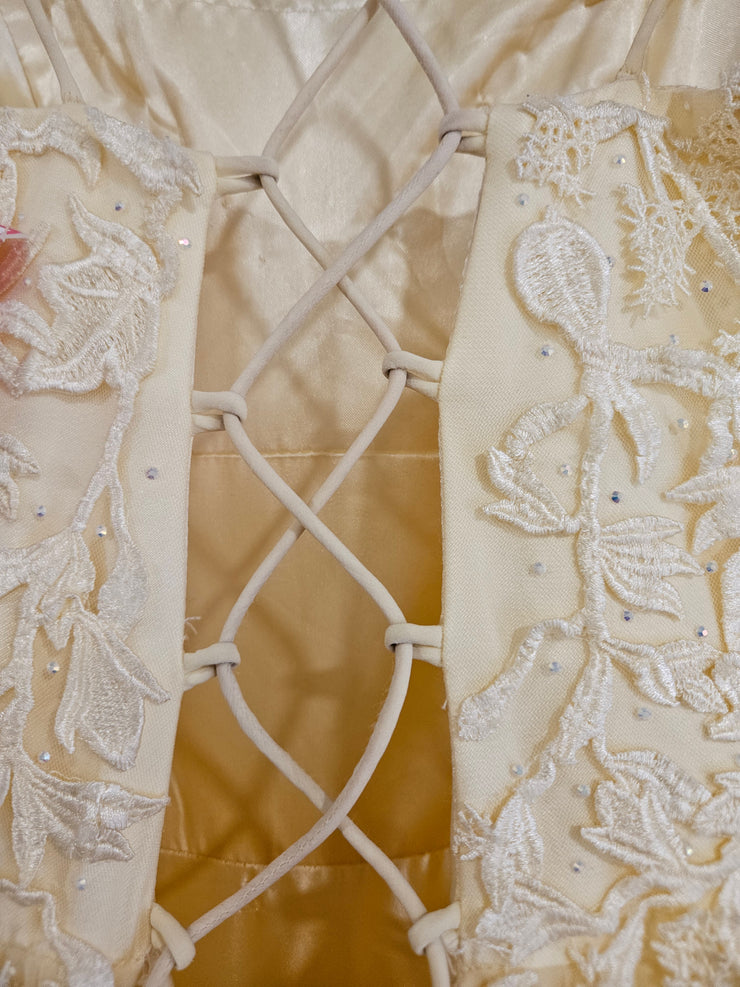YELLOW/FLORAL A LINE GOWN