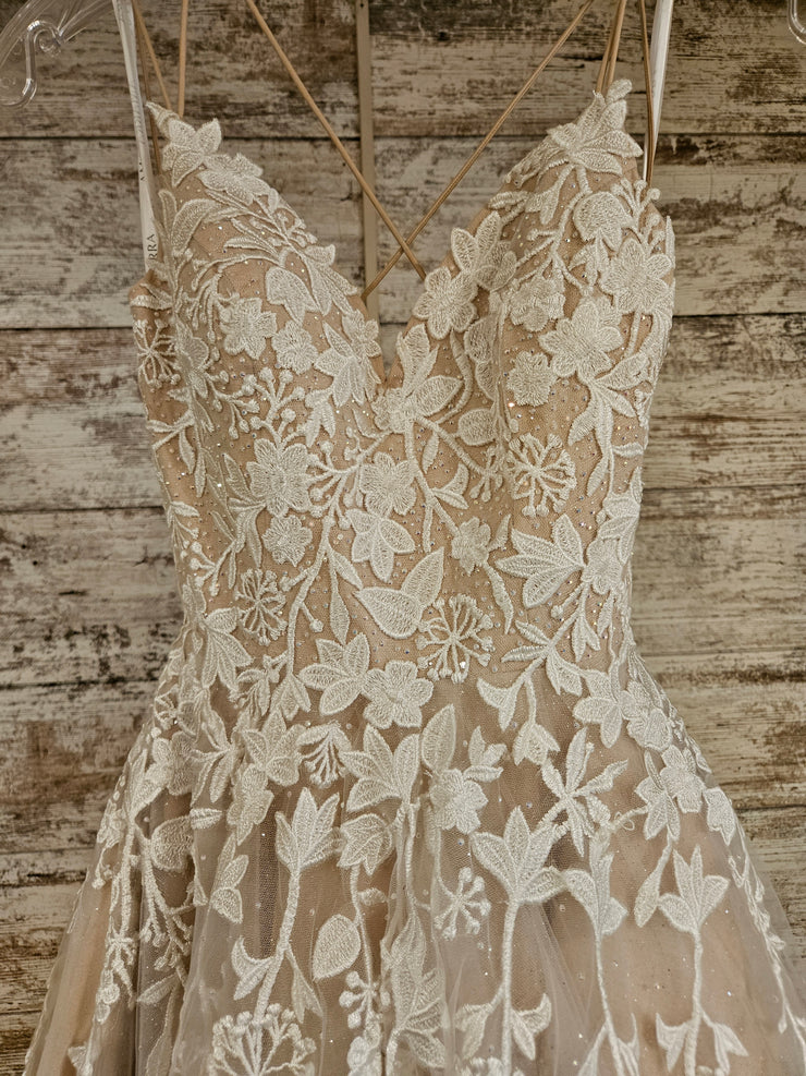IVORY/FLORAL A LINE GOWN (NEW)