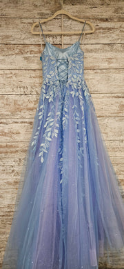 BLUE/FLORAL SPARKLY A LINE