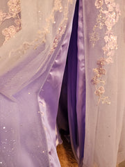 LAVENDER SPARKLY A LINE GOWN