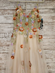 IVORY/FLORAL A LINE GOWN (NEW)