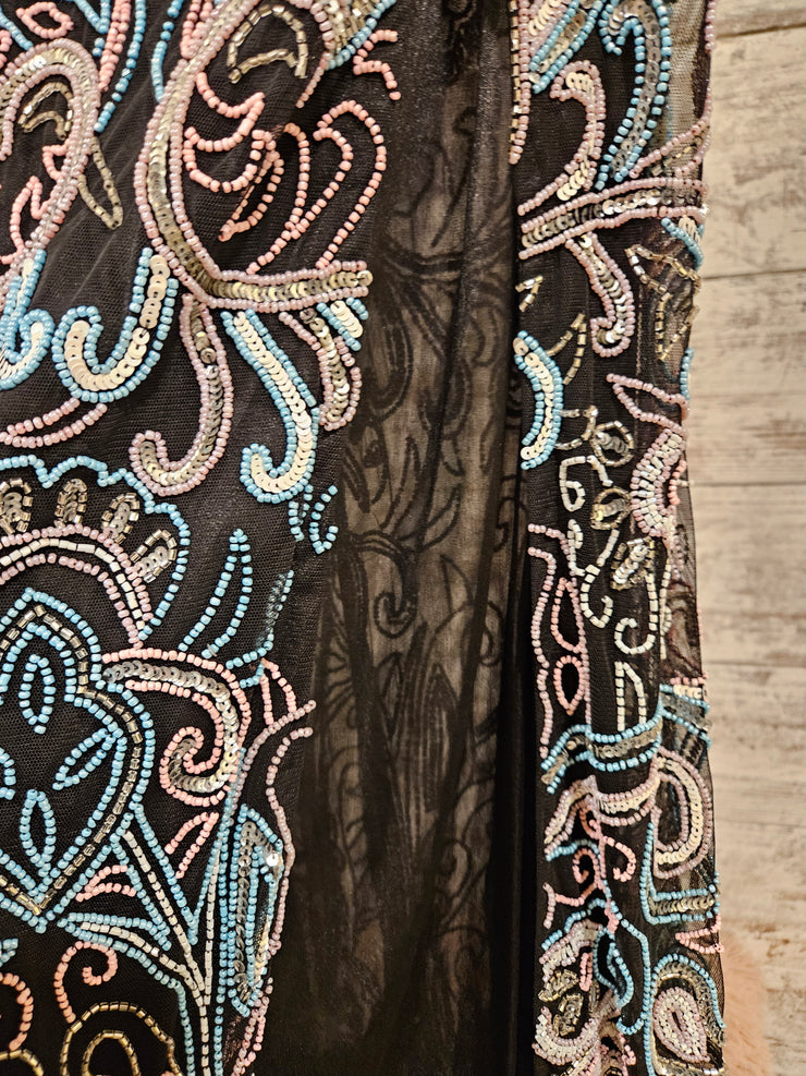 BLACK/MULTI BEADED DRESS (NEW)
