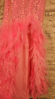 PINK FEATHER LONG DRESS (NEW)