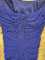 ROYAL BLUE BEADED SHORT DRESS