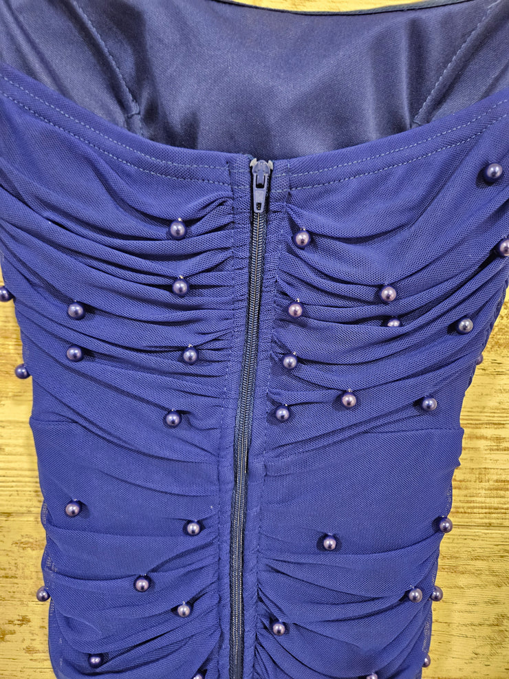 ROYAL BLUE BEADED SHORT DRESS