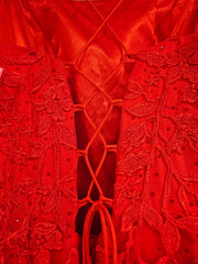 RED/FLORAL A LINE GOWN