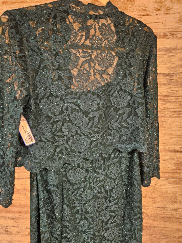 GREEN SPARKLY 2 PC. DRESS SET