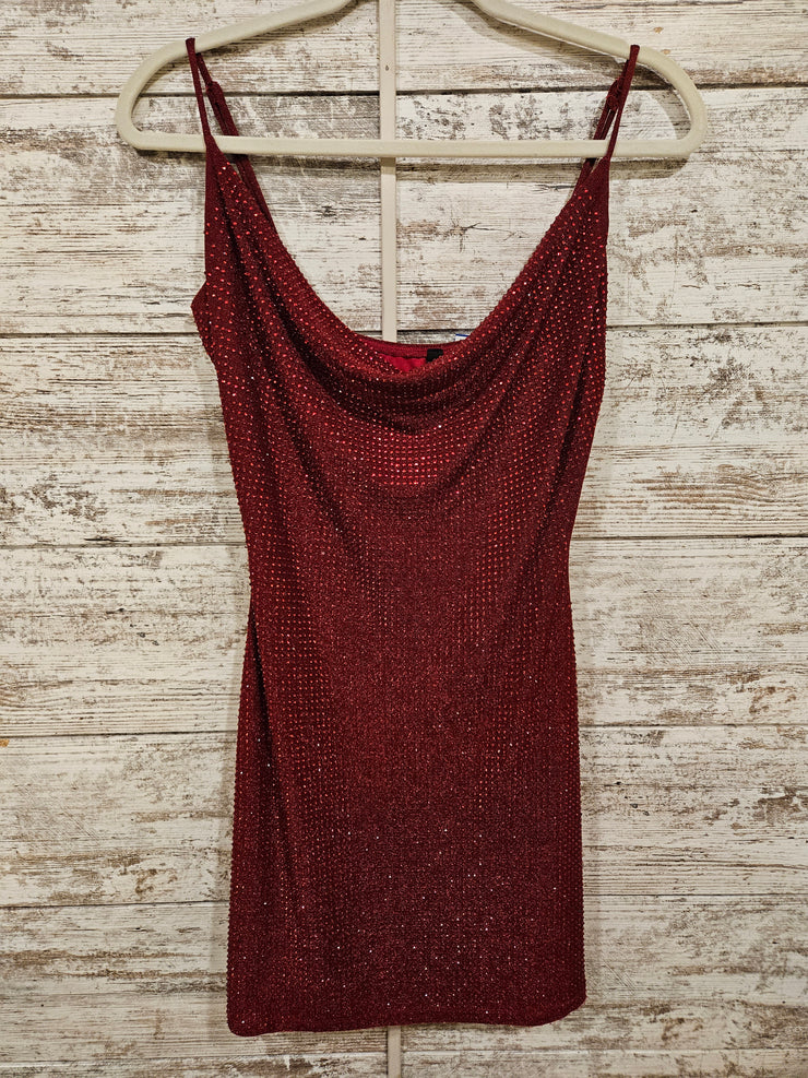 RED SPARKLY SHORT DRESS