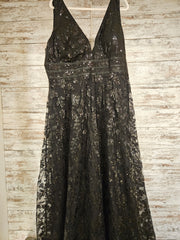 BLACK SPARKLY ALINE GOWN